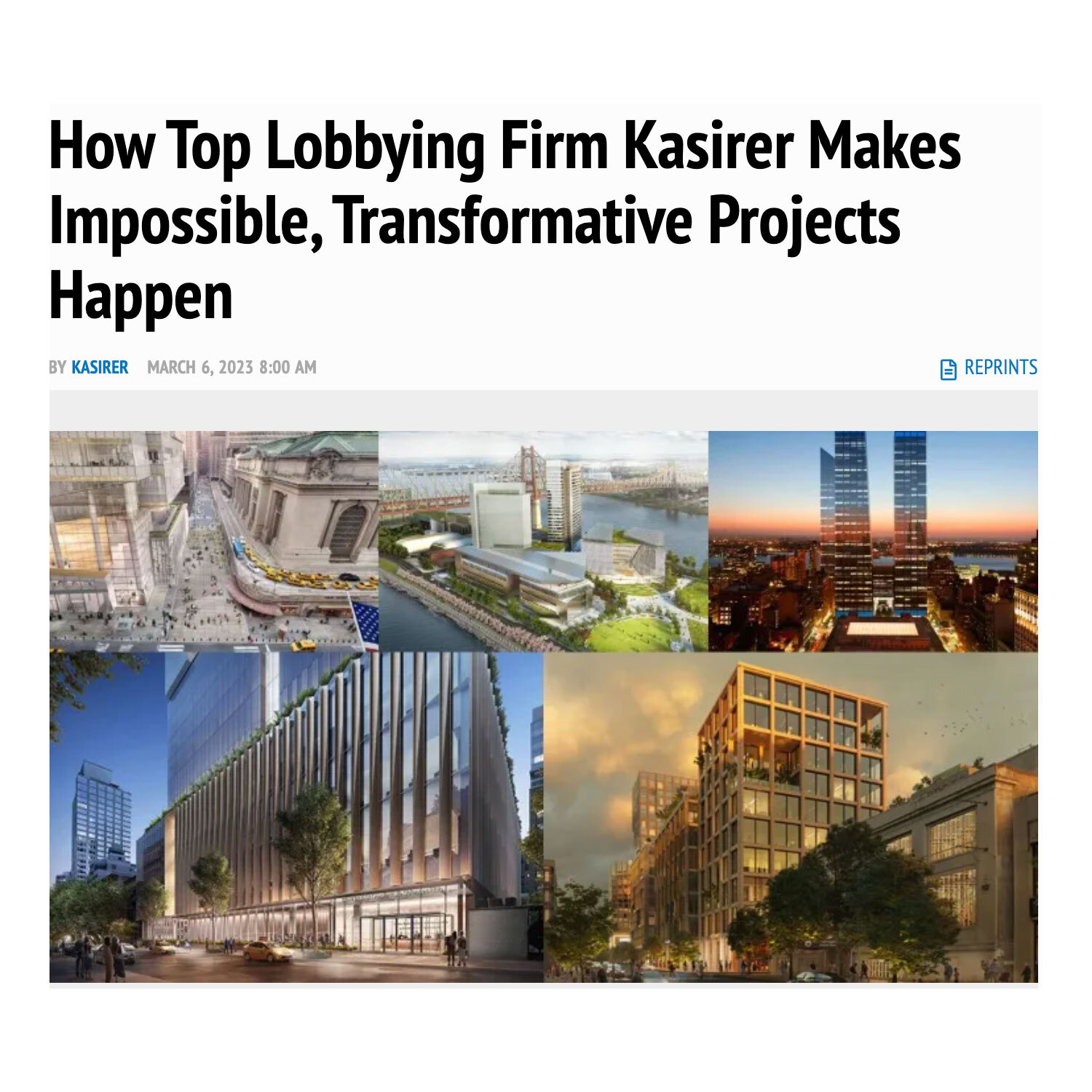 Kasirer Makes Impossible, Transformative Projects Happen